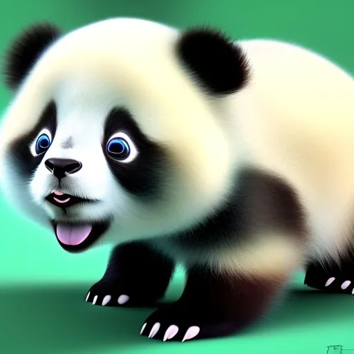 cute baby panda, by pixar