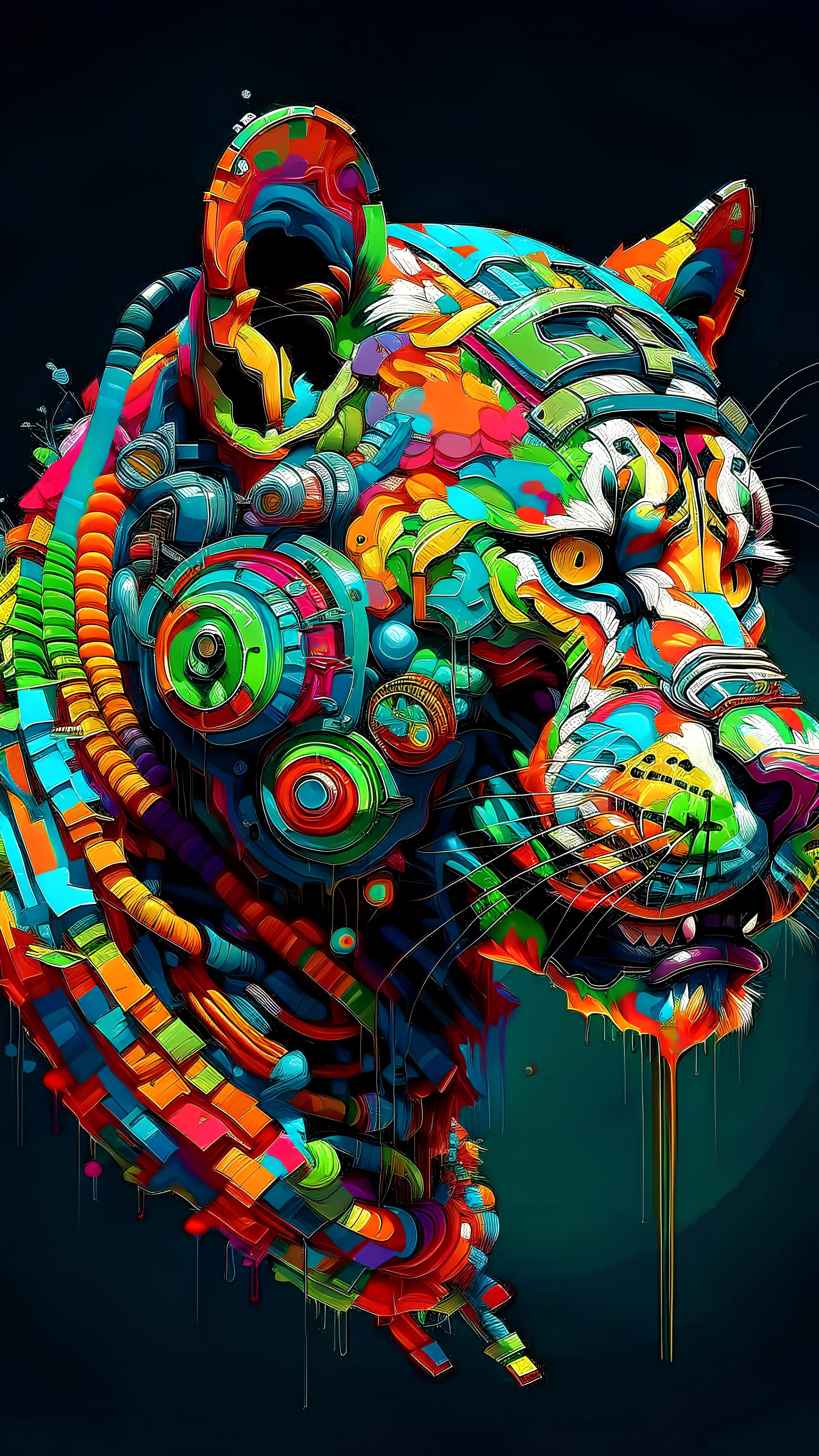 Pixelart,tigerhead ,stunning,2d art,gasmask,nuclear,futuristic, colorful,powerful art, masterpice,