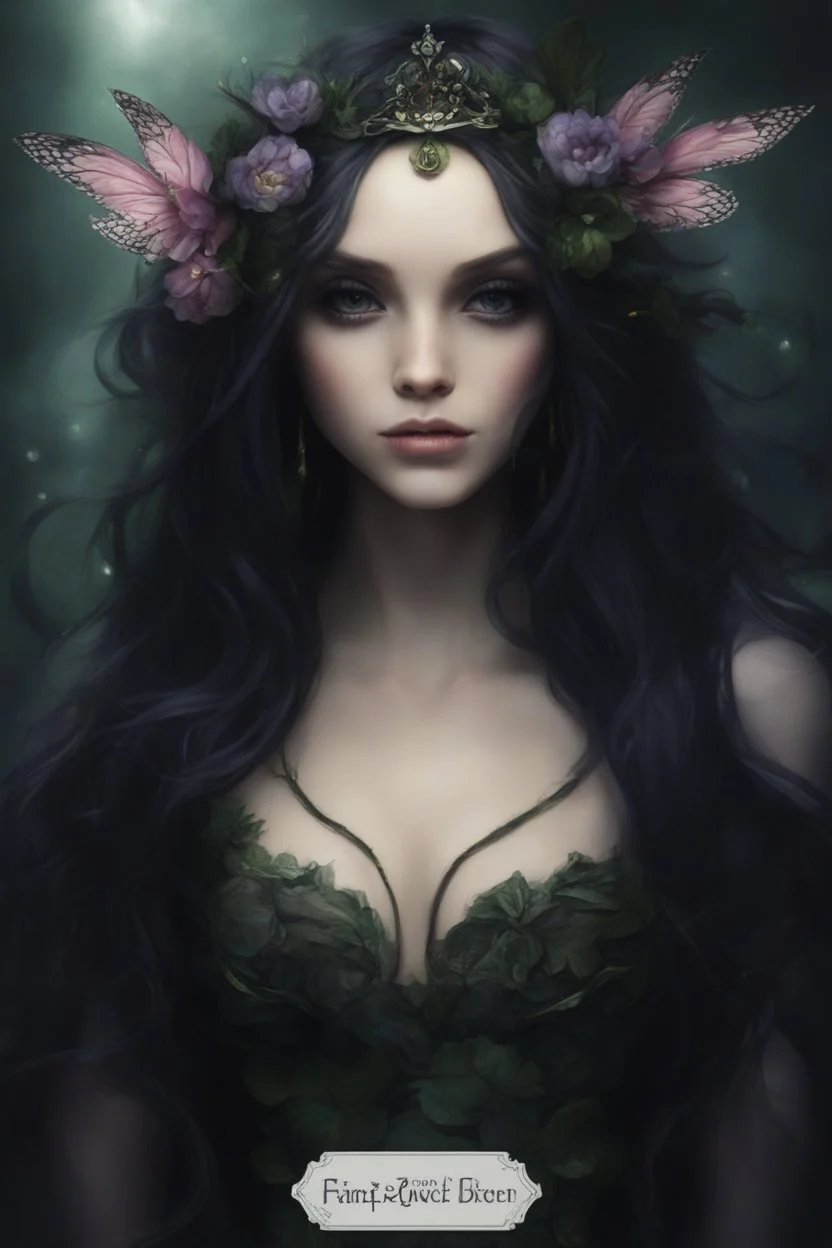 Dark green hair Water lilies long hair lotus night Fairy princess rapunzel hair queen crown dragonflies fireflies elven tiara flowers fairy wings gothic purple