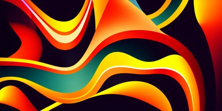 Vector technology abstract background with dynamic amorphous vector flowing gradient particle water curve waves and modern red, yellow, orange lines. Retro futurism geometric, cyberpunk.