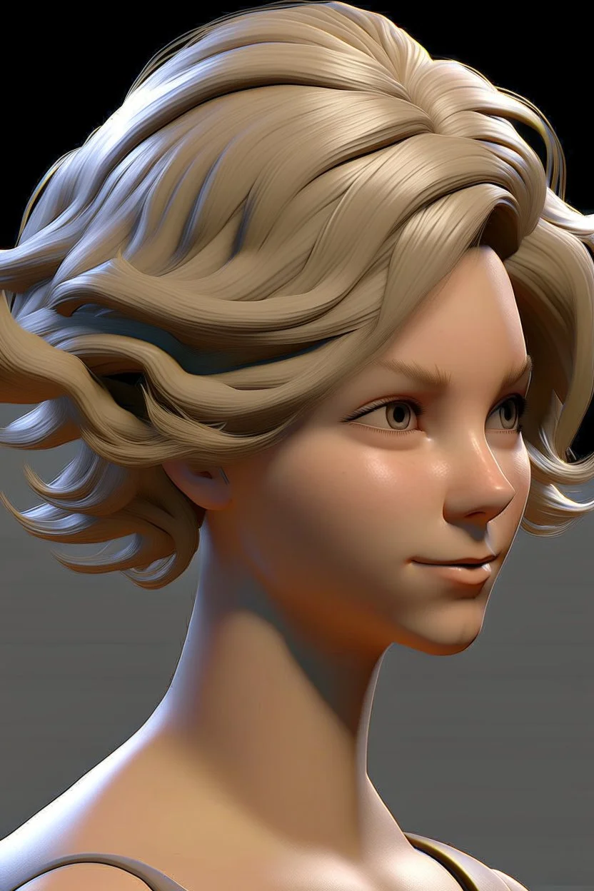 female 3d character hair