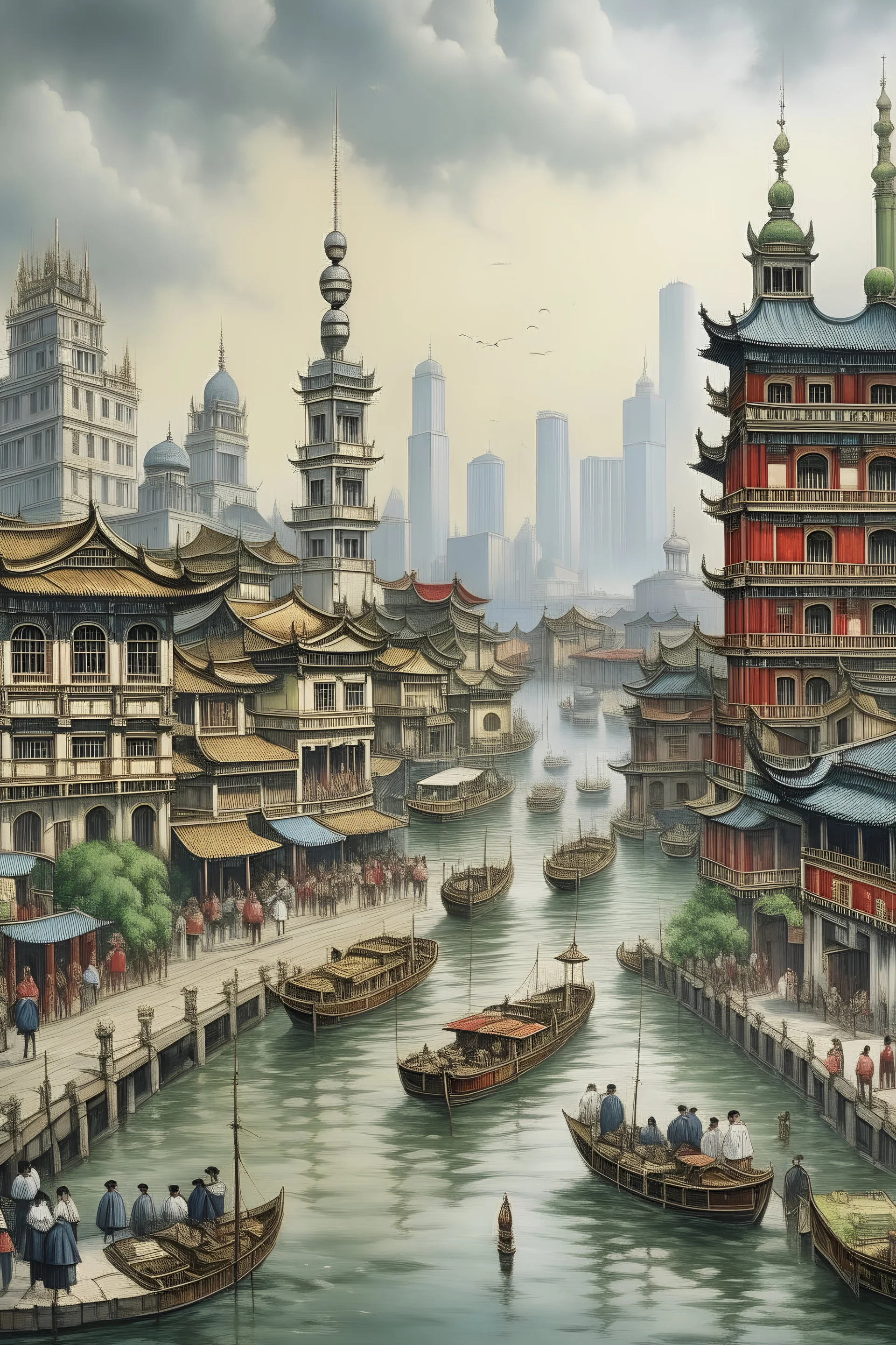 prosperous chinese city scenes