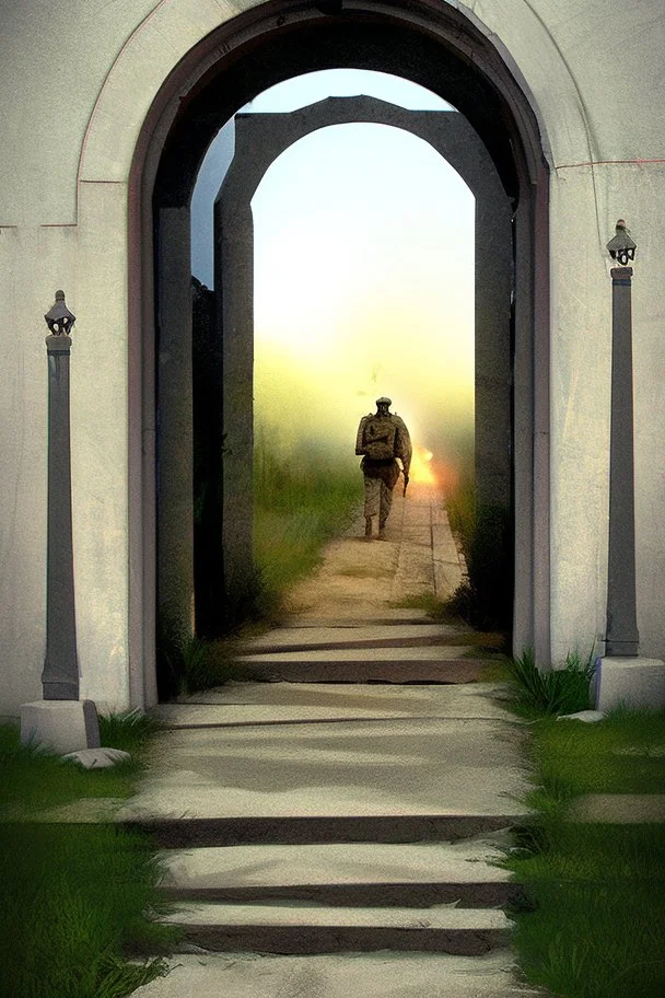 gateway between dreams back of an american soldier