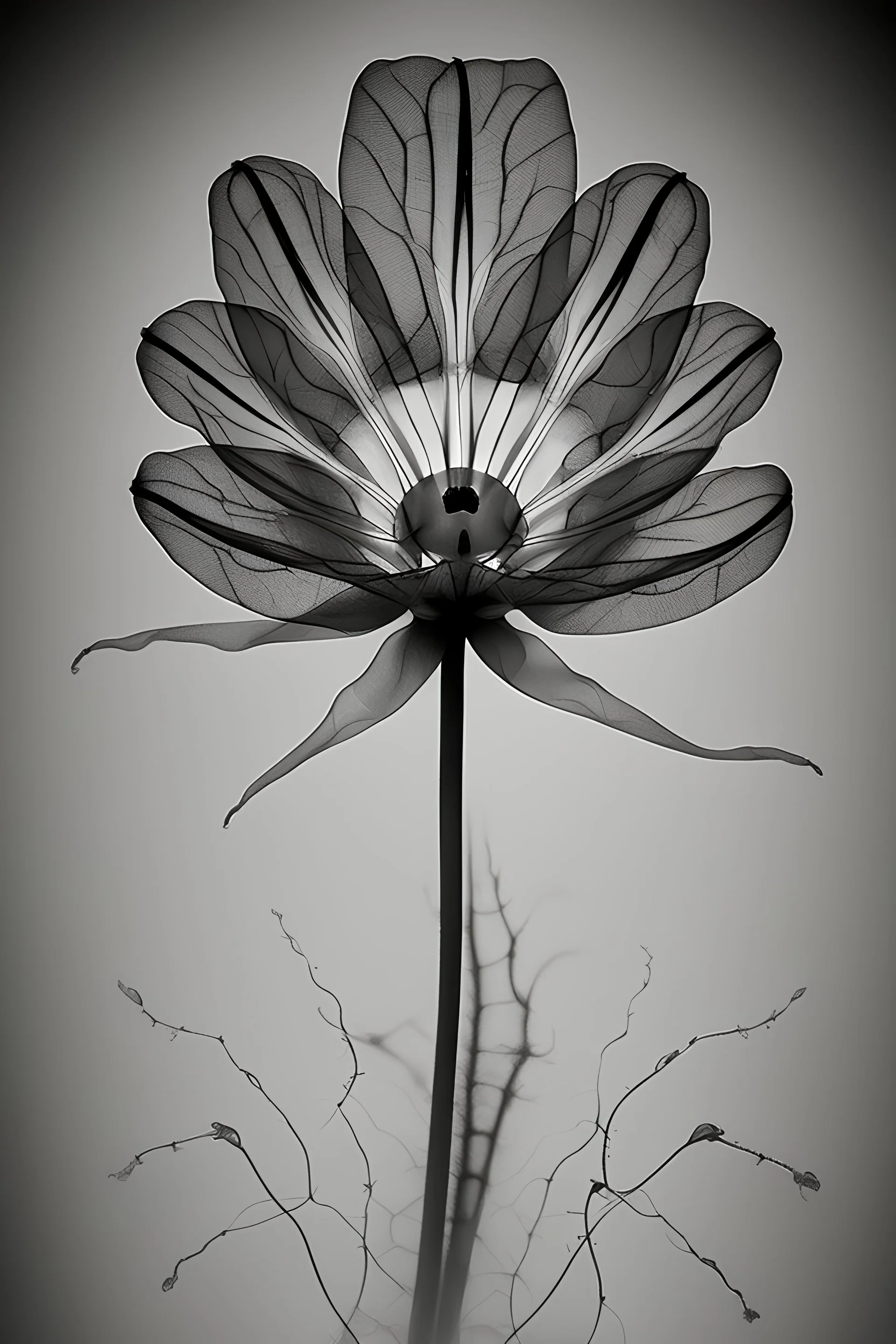 Realistic x-ray flower with intricate details, tex