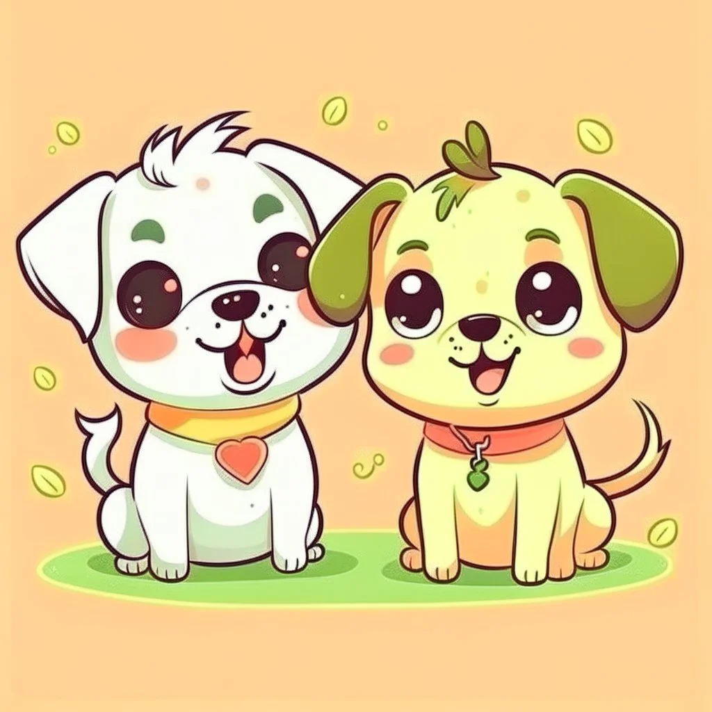 2 cute Dogs cartoon