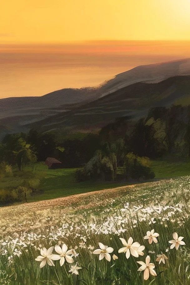 A beautiful classical painting of a field