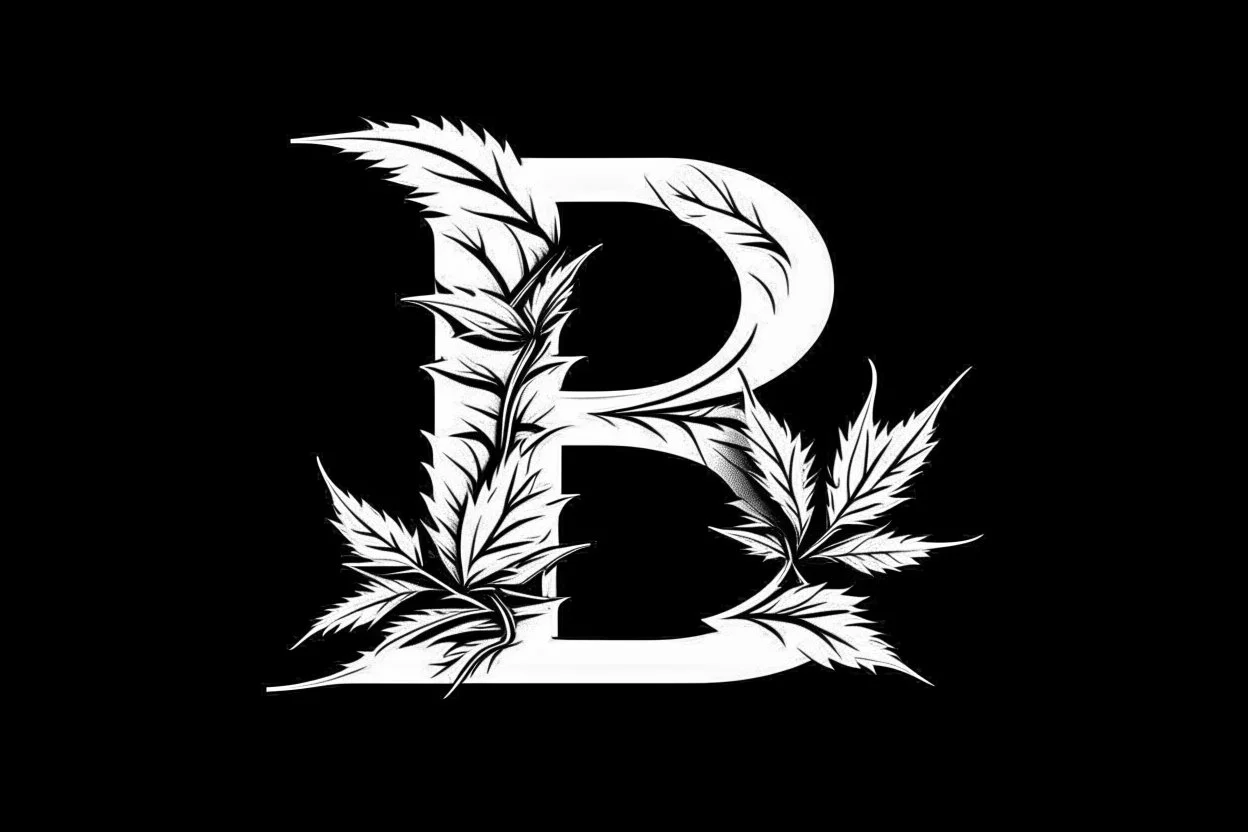 LETTER 'B' CANABIS LEAF BLACK AND WHITE RASTA