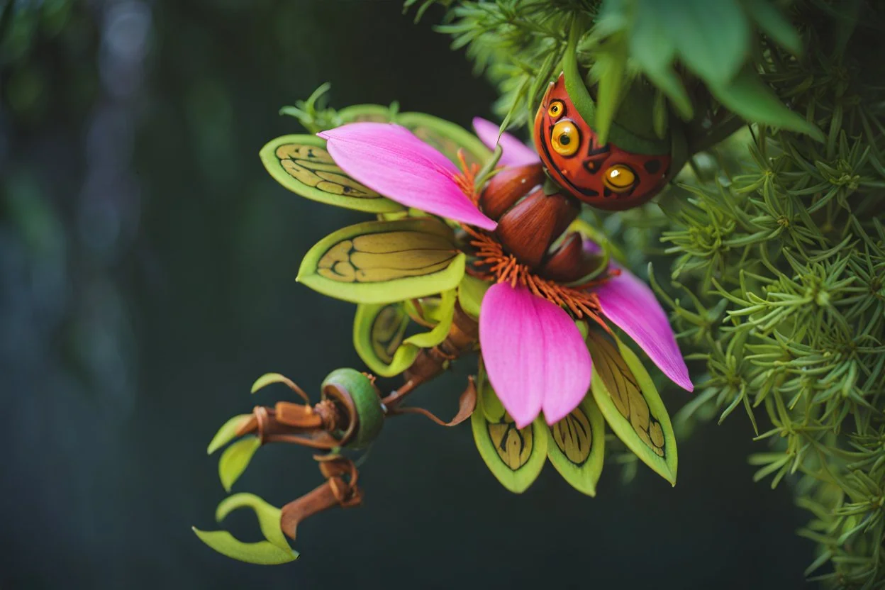 Link in majoras mask as shrub, cinematic, Fuji Film, Anamorphic lens, deep depth of field,