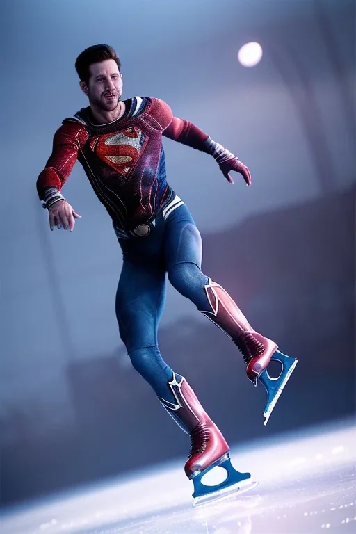 A photo taken from the ice skating show "Zack Snyders Justice League", <character or scene>, ice skates, cinematic lighting --v 4 --q 2