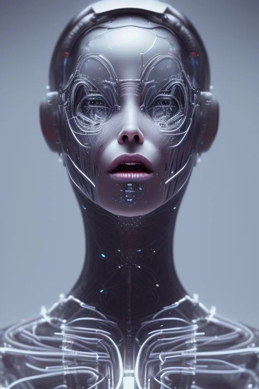 cyberpunk, glass body, women, portrai, open mouth, perfect skin, tron, cyborg , perfekt, real, dream, hr giger