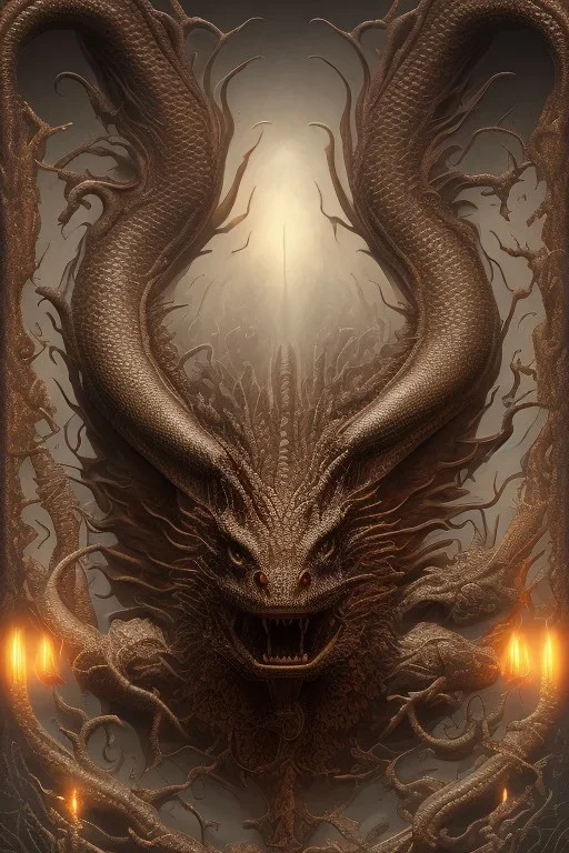 high-quality, fine-detail beautiful, dark brown dragon head portrait, clear reflective lake, tranquil, stunning, 8k resolution, intricate, digital art, detailed matte, volumetric lighting, George Grie, Anne Dittman, Anne Stokes, Lisa Parker, Selina French, Alphonse Mucha