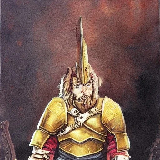 dungeons and dragons, fantasy, dwarf, dark priest, full plate armour, ironclad, dark silvery metal, dark red glow, watercolour, large strokes, distinct face, portrait, head