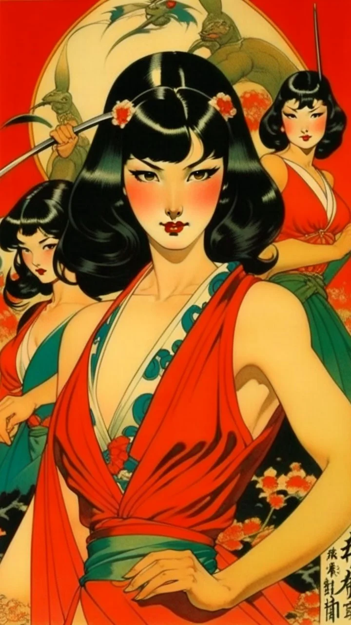 Betty Page art from japanese style 1900 movie. Milton glasier