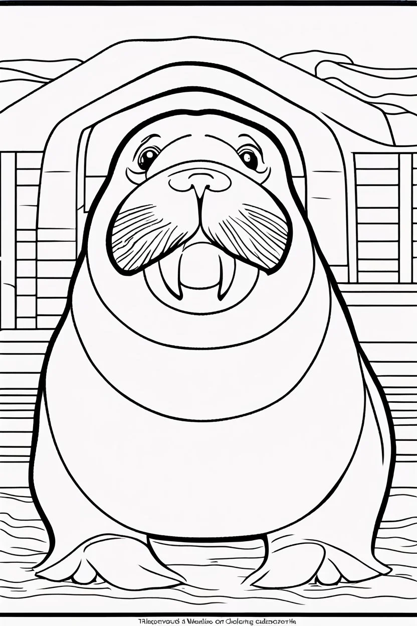 coloring page for kids, WALRUS, thick outline, low details, no shading, no color