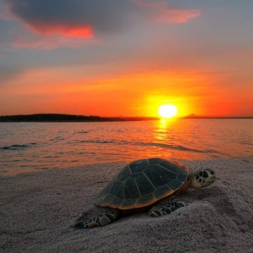 turtle and sunset