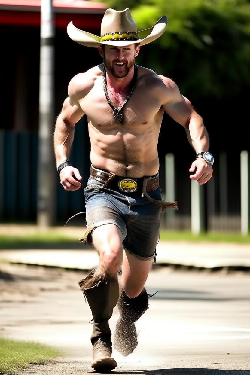 drunk runner without cloth cowboy