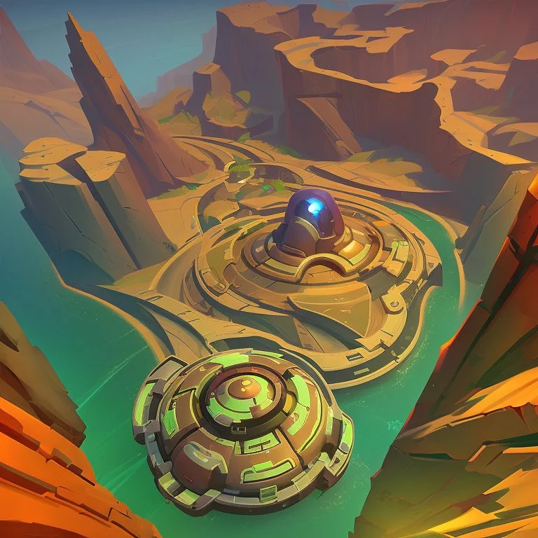 stylized,canyon,scifi,dungeons map,futuristic,roboquest,top view,4k,details stylized