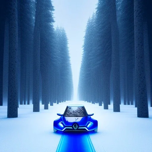 Renault Zoë, futuristic, blue, snowscape