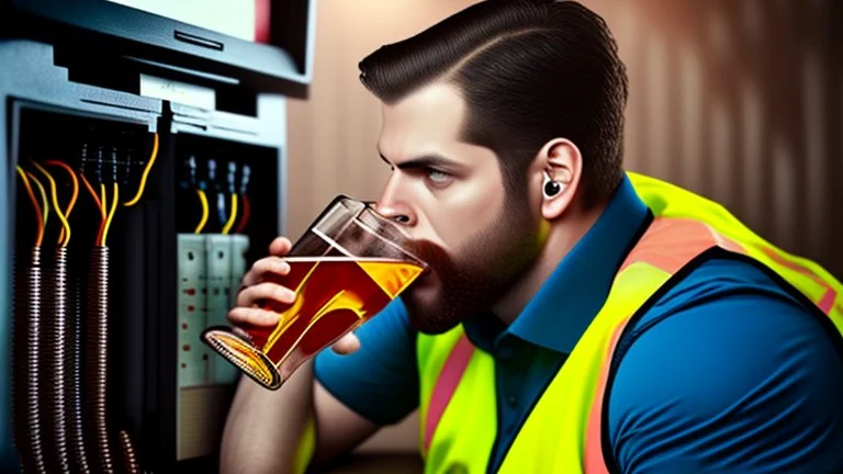 AT&T on-site technician drinking and getting drunk while installing dsl