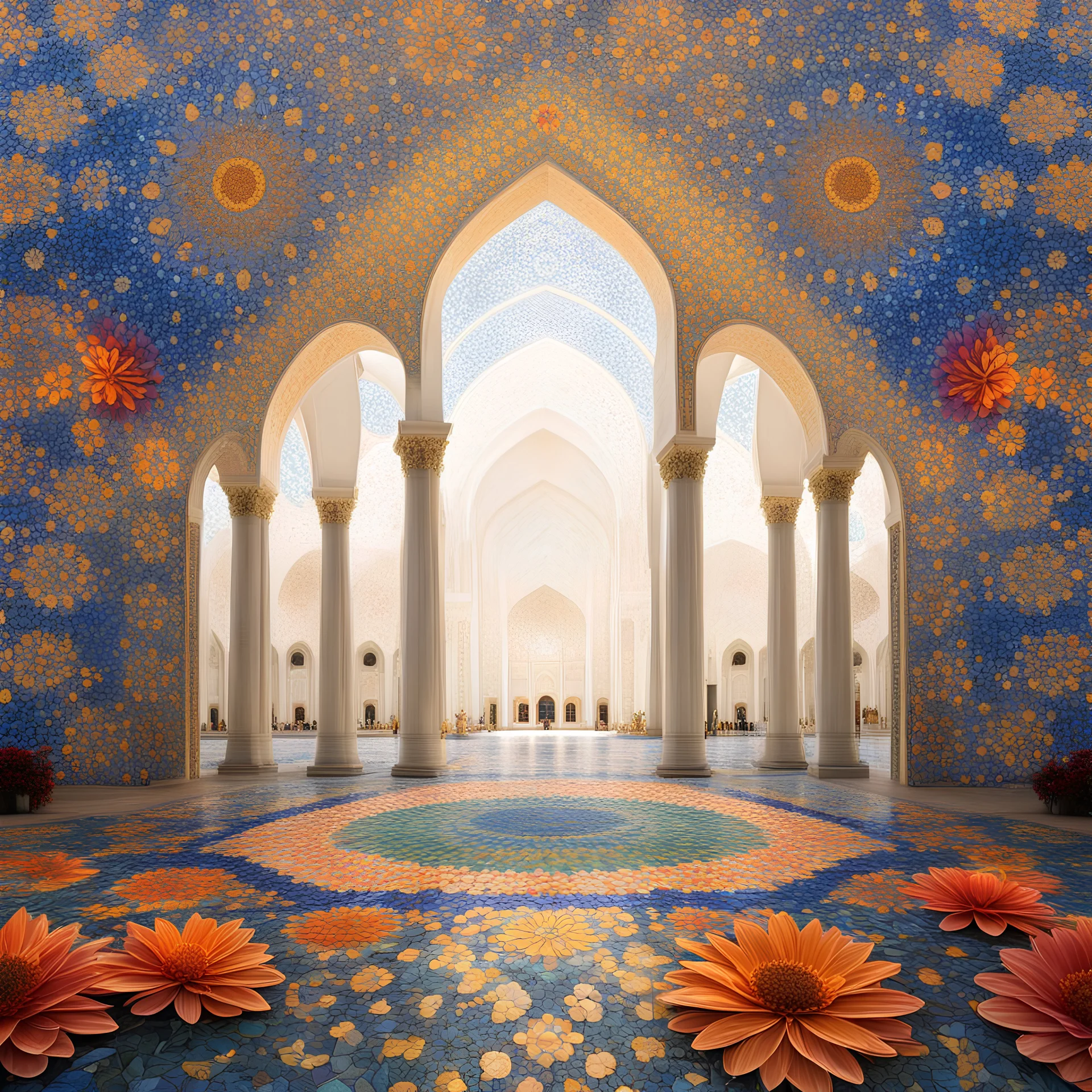 [fractal art: Apophysis] [zoom at the floral mosaic] the floral mosaics at Sheikh Zayed Grand Mosque. [art by Kevin Dean]