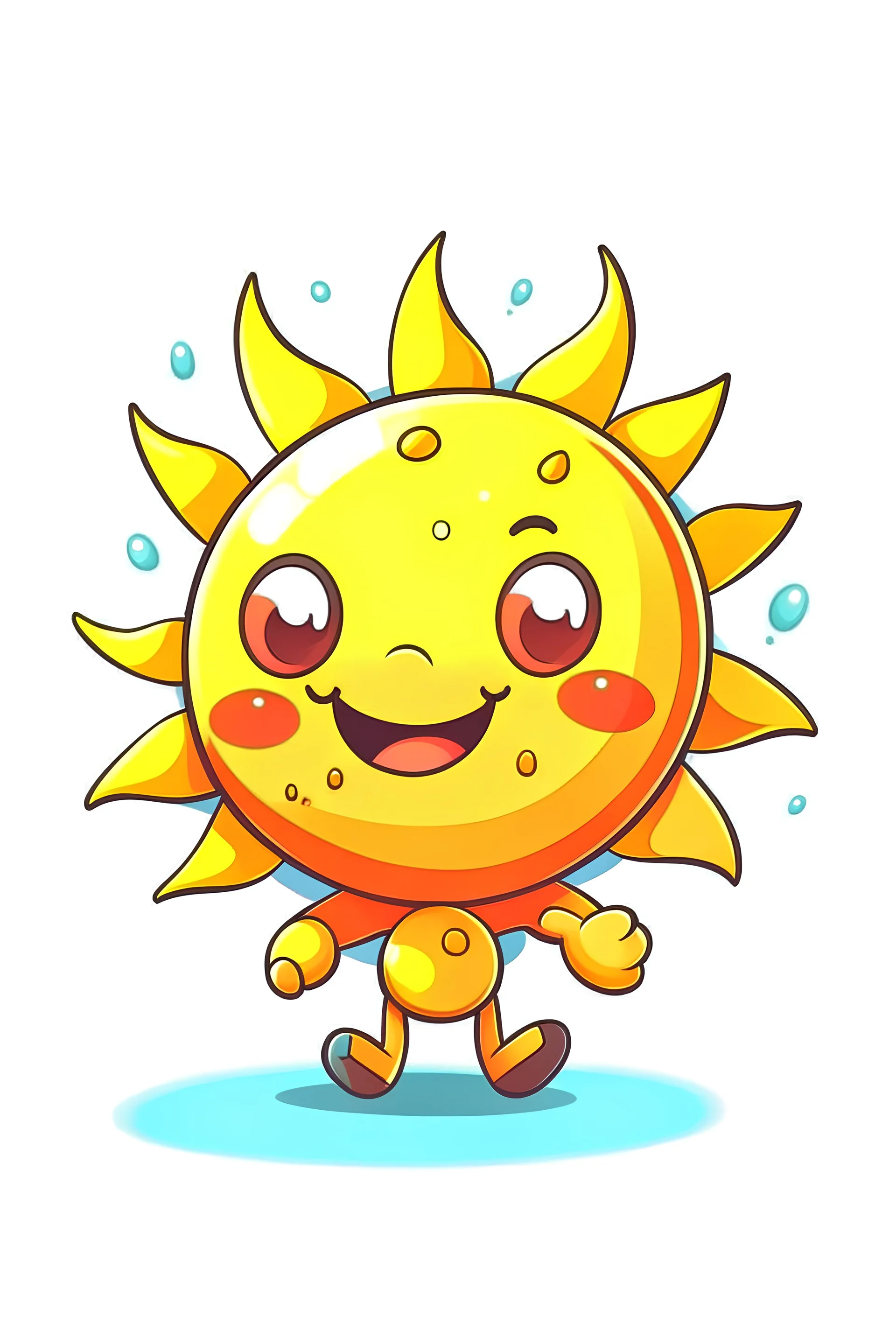 2D art for one cute sun , white background, full body, cartoon style, no shadows. R