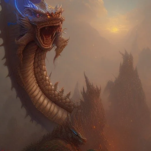 dragon head, fantasy, sharp focus, concept art, 8 k thomas kinkade gerald brom adrian smith