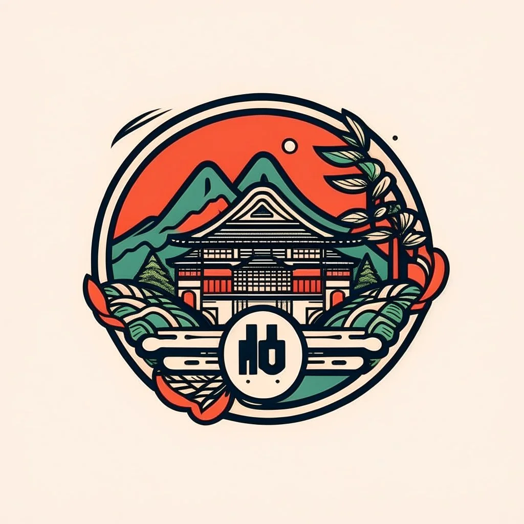 Hotel Restaurant Logo, 90s Aesthetic and feel, Australian, Set in Japan.