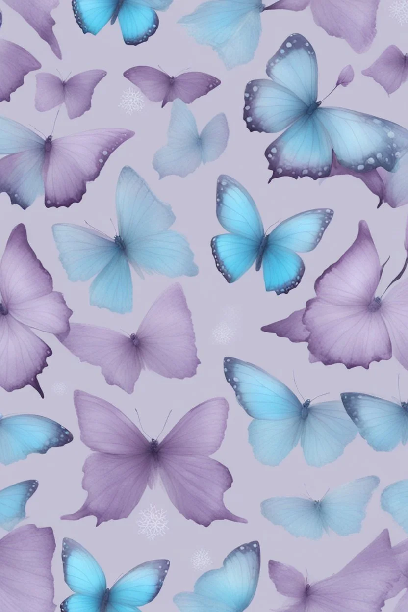 Light purple and light blue butterflies in the winter