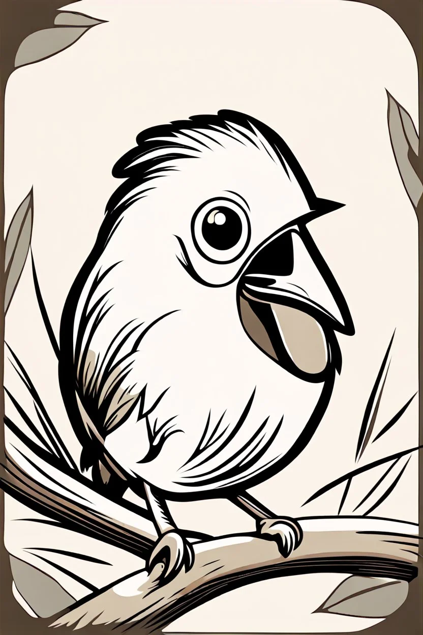 Tiny bird with a huge beak, classic cartoon style