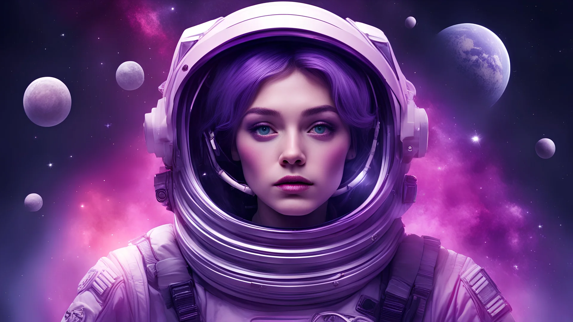 purpule space girl cosmonaut