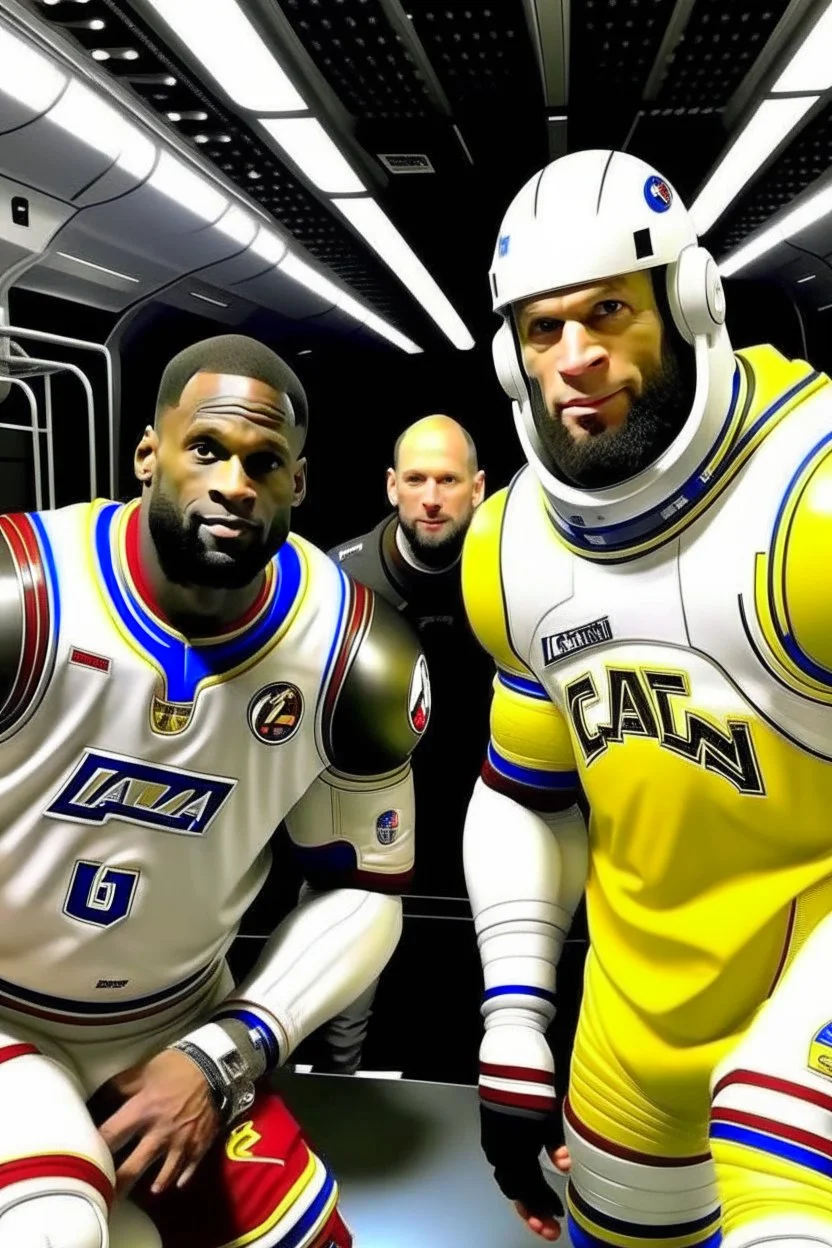 lebron james in space with steph curry