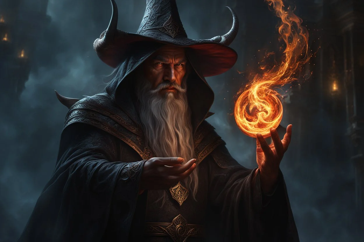 A dark sorcerer, magic spell, head of the demon, demon, devil, magical, mystical, photoshop painting, by Jason Chan. fantasy concept art, exquisite realism, a masterpiece, dynamic lighting, hyper detailed, intricately detailed, deep color, Unreal Engine, volumetric lighting , Epic cinematic brilliant stunning intricate meticulously detailed dramatic atmospheric maximal,