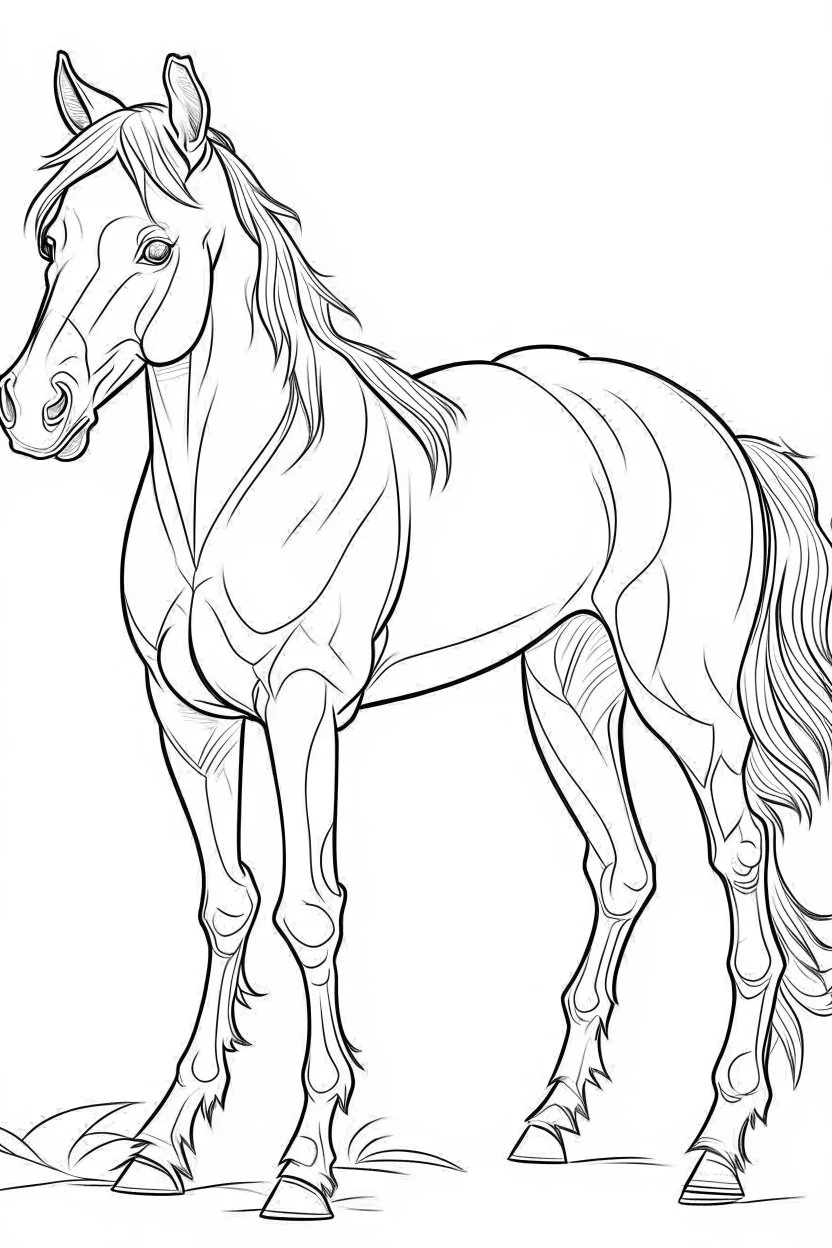 outline art for Foal (Horse) coloring pages with sitch, white background, Sketch style, full body, only use outline, toddlers style, clean line art, white background, no shadows and clear and well outlined.