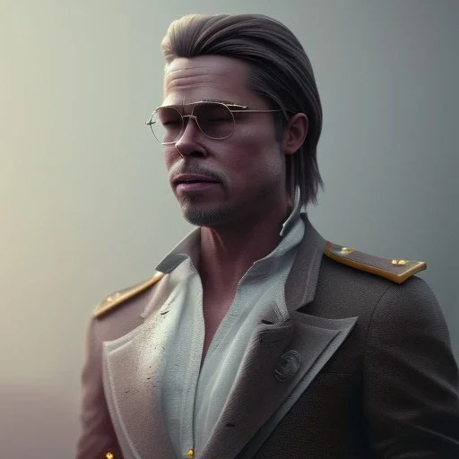 Full body, 3d render, Brad pitt 1800's men style, 1800's hair style, 1800's men clothes style, hyper realistic, octane render, unreal engine 5, 8k, palace background, uhd