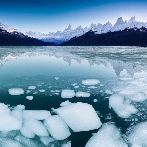 Beyaz buzların kapladığı Patagonian gölleri