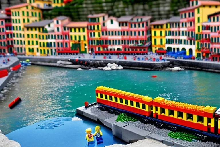 Lego Train in lego riomaggiore italy sea town lego