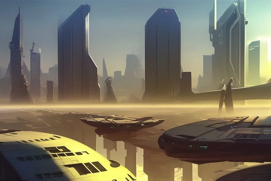 sunny day, modern contemporary city, sci-fi, people, epic