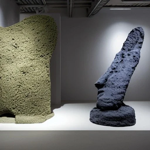 fictional archeology sculptures ,mysterious materiality,bioluminescence, interior design,media division, Static Mythologies, Amsterdam, GALERIE RON MANDOS ,refined details,utopic environment,Broken Glass Sculptures, zen garden backround , esoteric legacy of Christo, Jeanne Claude and Man Ray, masterpieces of Daniel Arsham