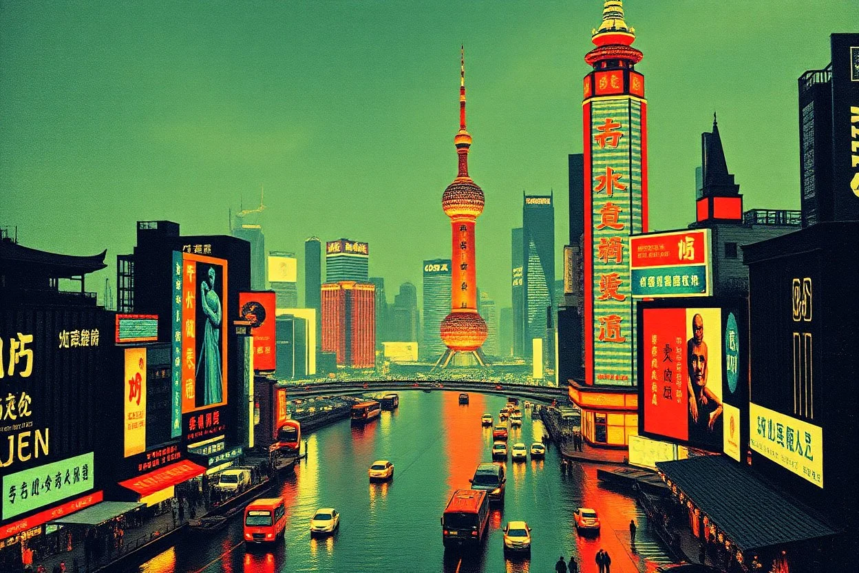 shanghai in the style of warhol