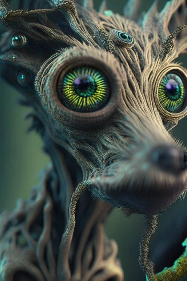 Variable tree dog creature alien ,insanely detailed, 16k resolution, perfect eyes, cinematic smooth, intricate detail