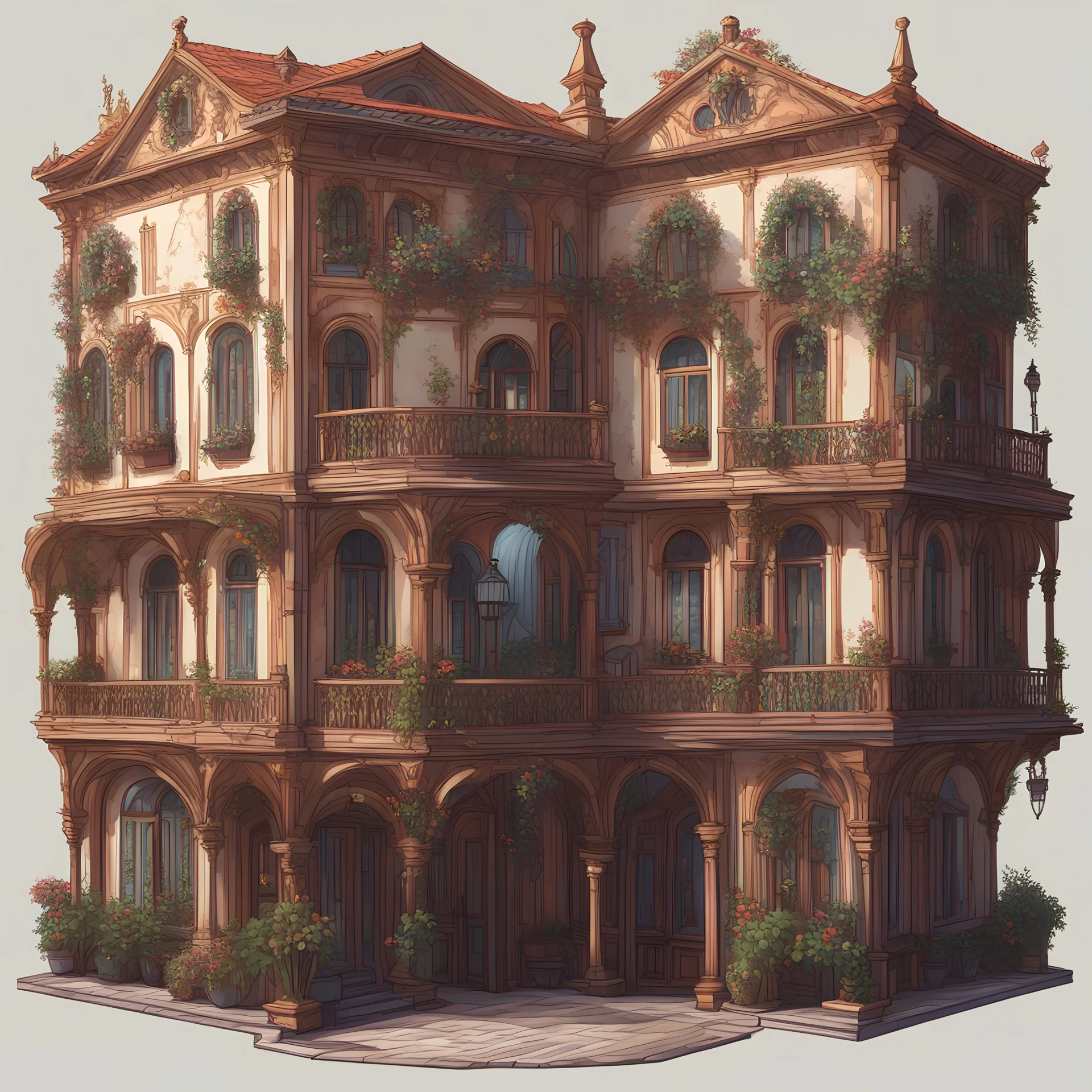 Venetian House Vector Art Fantasy 2d asset orthographic view