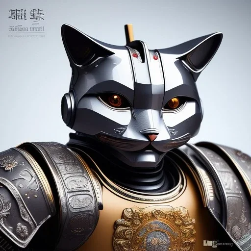 beautiful smooth realistic Japanese samurai robot cat body, run on dark cosmos background, cat еye, extremely sharp detail, finely tuned detail, ultra high definition, 8 k, unreal engine 5, ultra sharp focus, accurate sword wings, positive smile