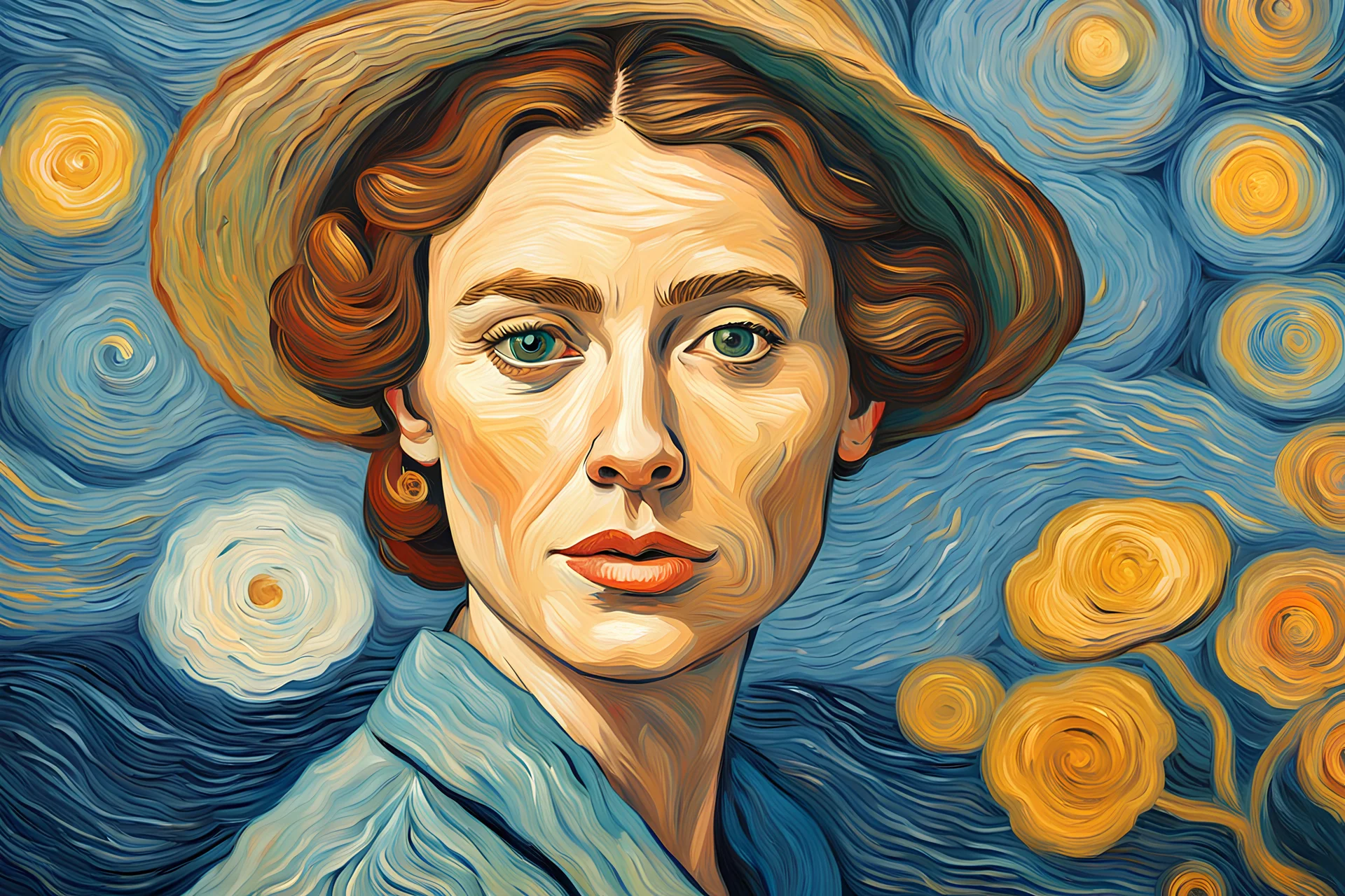 Retrato de una mujer al estilo Van Gogh