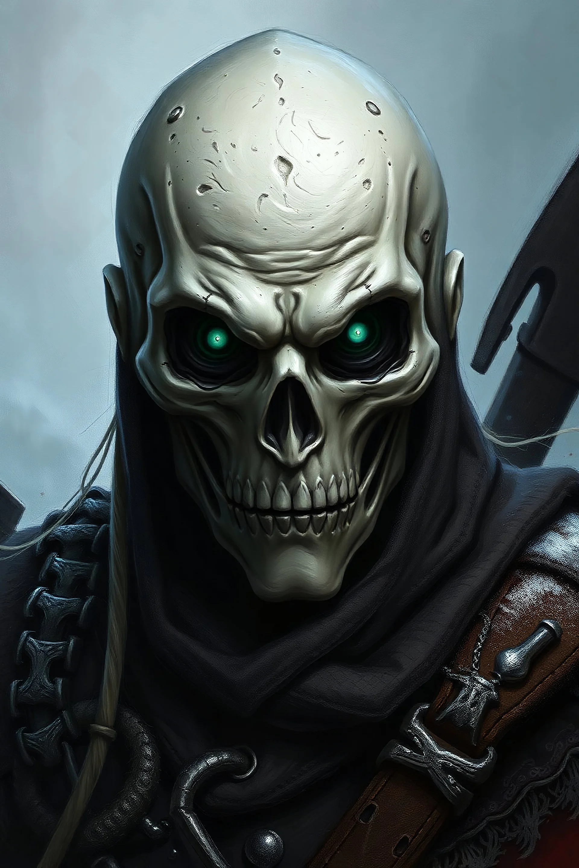 dnd, fantasy, high resolution, portrait, a ghoulish nordic soldier, spectral eyes, stares blankly