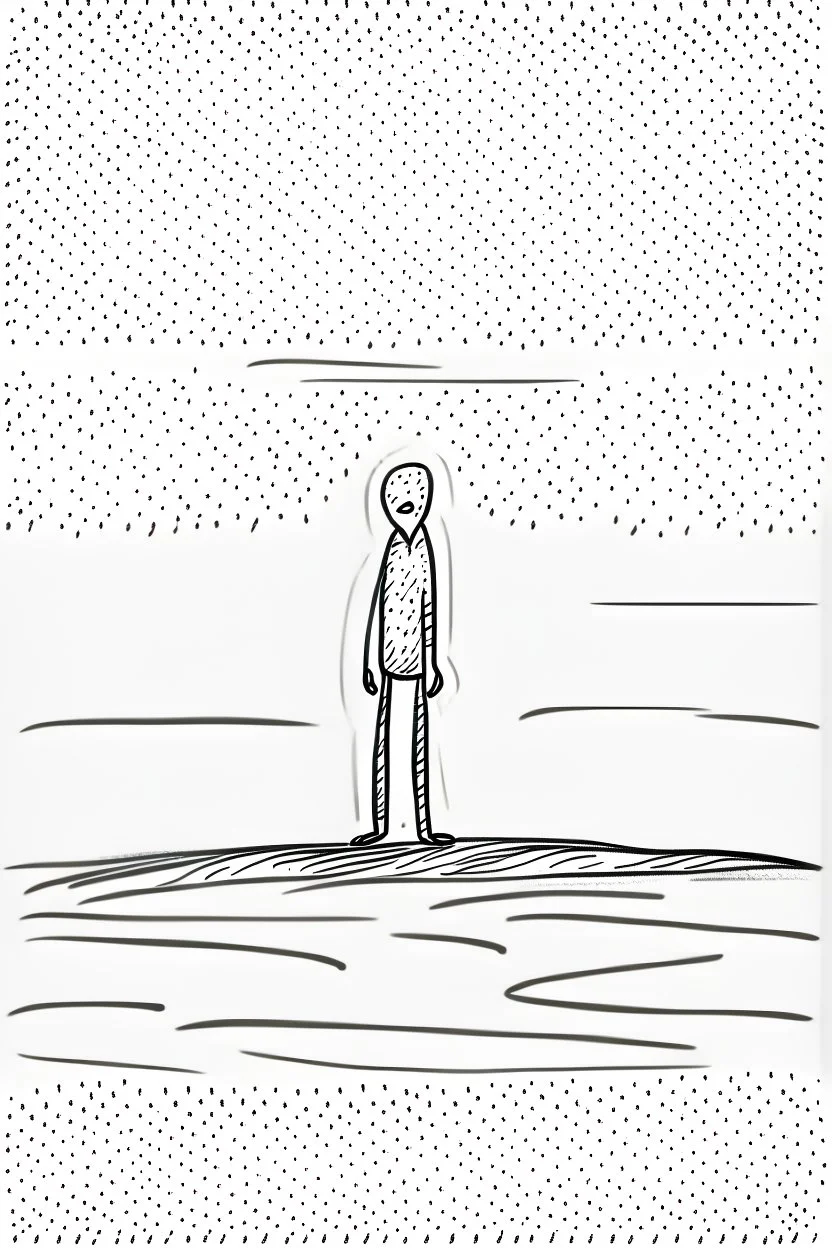 A lonely stickman, simple drawing