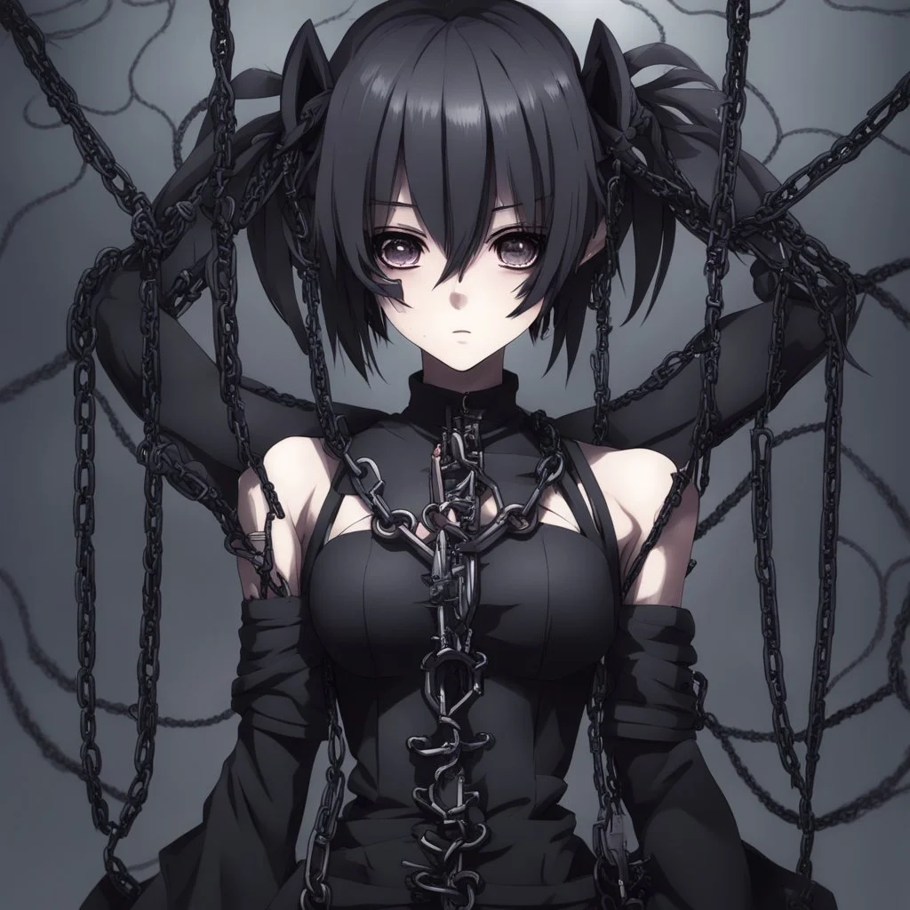 dark anime girl with a chains