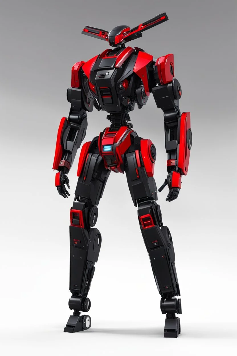 Sci-Fi, Large Mechainal Robot Red and Black, Space, Magic, Dangerous, Menacing, Horror, Zoomed In