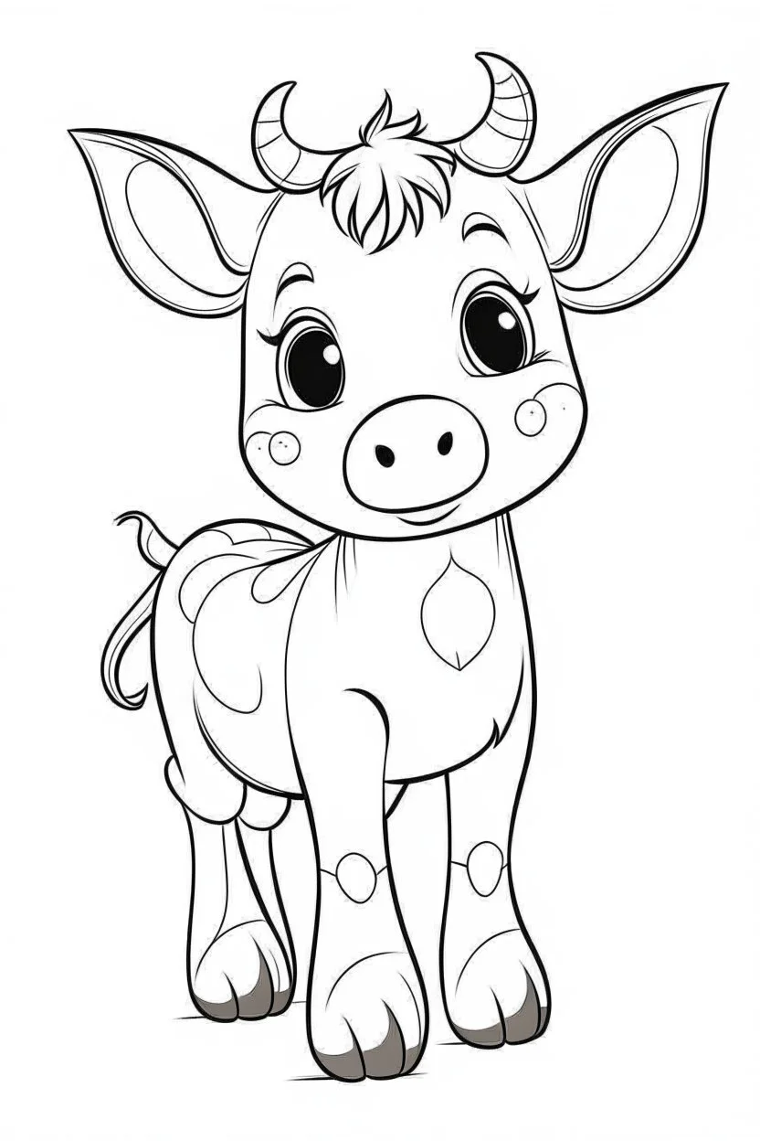 outline art for cute Cow coloring pages with sitch, white background, Sketch style, full body, only use outline, toddlers style, clean line art, white background, no shadows and clear and well outlined.