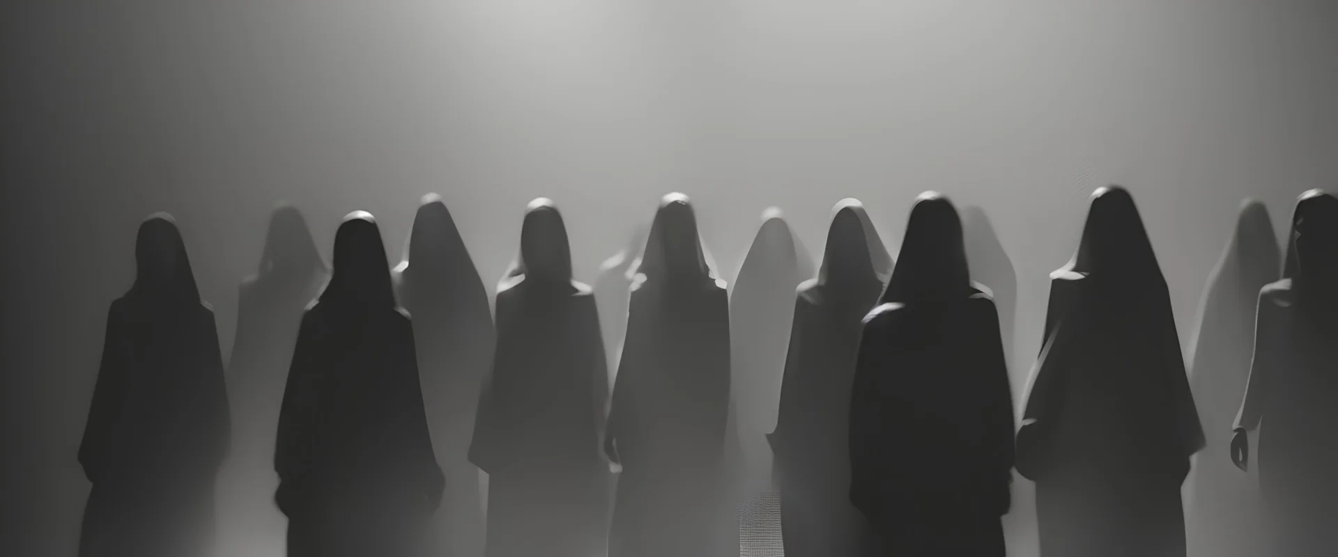 In this mysterious moment, an image emerges featuring a group of women joining a cultural gathering, where an air of secrecy shrouds their faces. The women engage in peculiar and intriguing rituals amidst a group of men, adding a layer of complexity to the scene. The interplay of lights and shadows plays a significant role in enhancing the dark and mysterious ambiance, with selective details illuminated to reveal the intertwining rituals. The women appear to move in harmony within this cultured