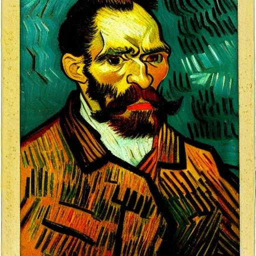 Retrato de un hombre de cuarenta y seis años con canas y barba de nombre Jacobo Santiago Mozos de estilo Vincent van Gogh